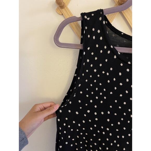 LOFT Top Women's Medium Black and white Polka dot Sleeveless Blouse - Picture 4 of 5